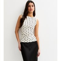 Women's Cream Polka Dot Slash Neck Vest New Look | New Look (UK)