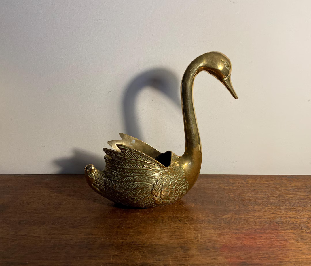 Brass Swan Planter - Etsy | Etsy (US)