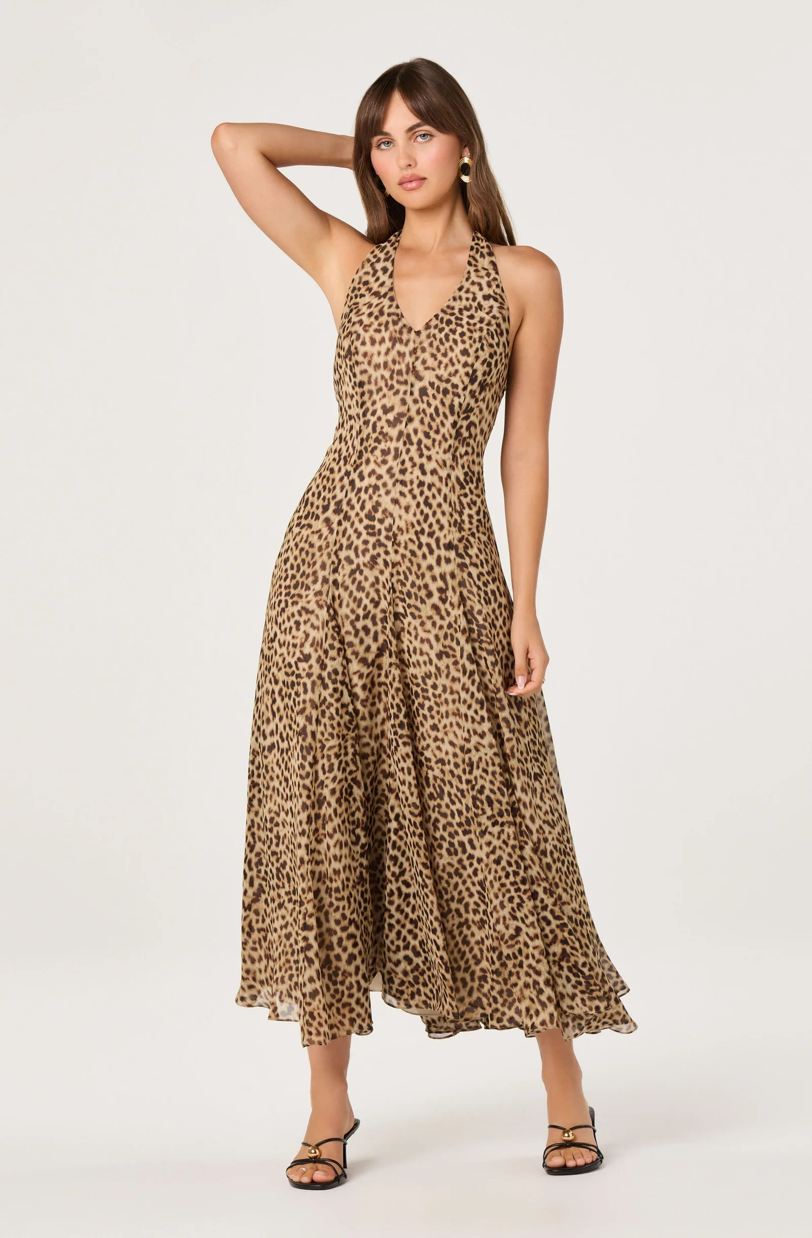 Myra V-Neck Halter  Maxi Dress - Cheetah / XS | ASTR The Label (US)