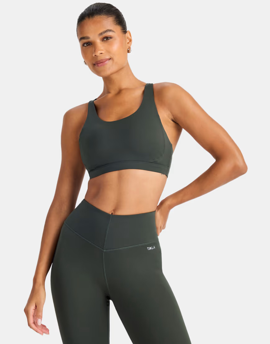 TALA SkinLuxe longline tank sports bra in dark moss-Green | ASOS (Global)