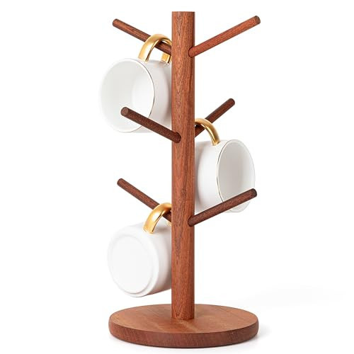 MyLifeUNIT Mug Holder Tree, Coffee Cup Holder with 6 Hooks (Reddish Brown) | Amazon (US)