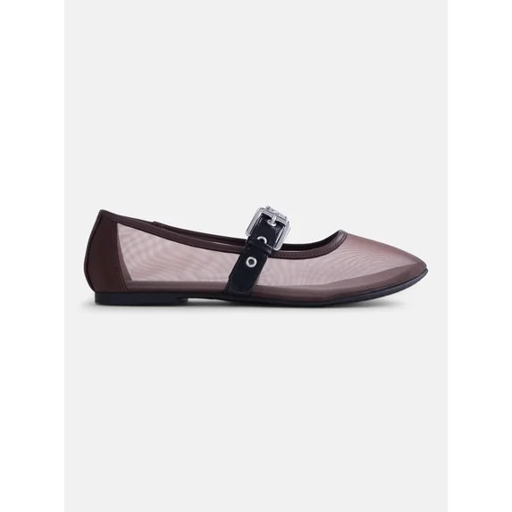 No Boundaries Women’s Mesh Mary Jane Flats | Walmart (US)