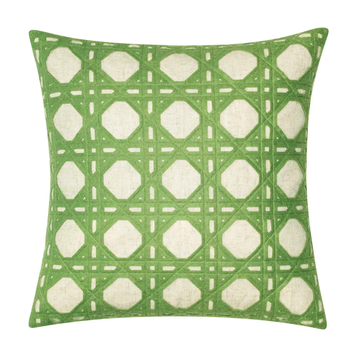 Edie@Home 20"x20" Rattan Geometric Square Throw Pillow Green/Cream | Target