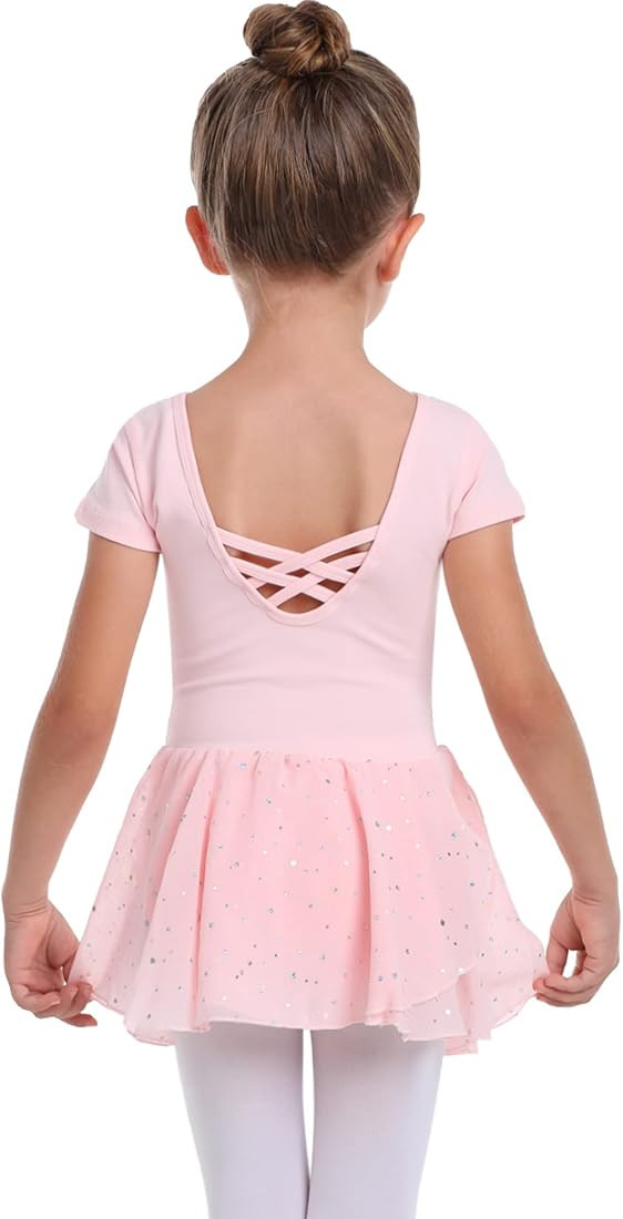 danswan Toddler Girls Long Sleeve Ballet Leotards Dance Dresses Tutu Outfit Ballerina with Glitte... | Amazon (US)