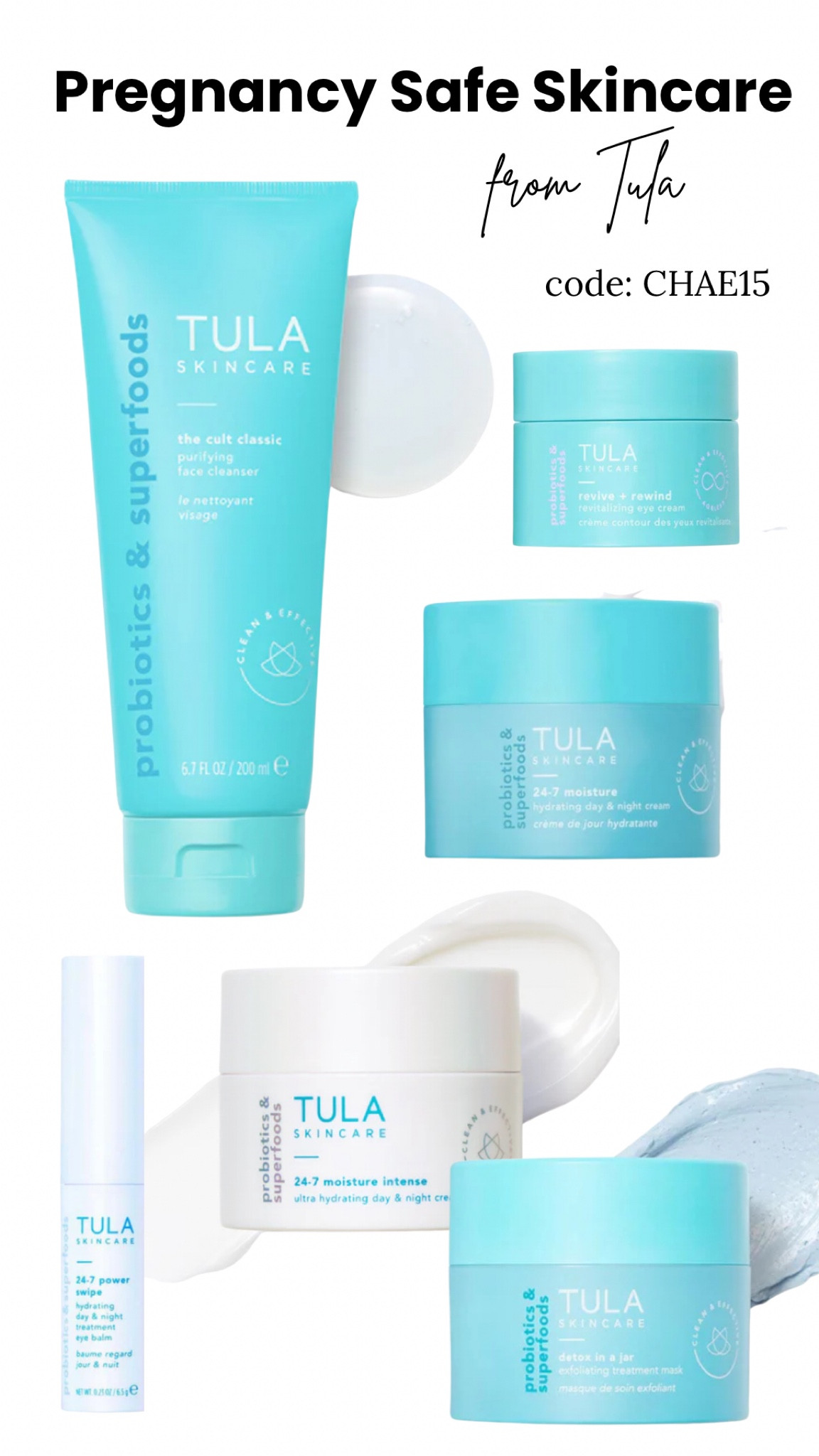 My current pregnancy safe nightly skincare routine: 
1. TULA Cult Classic Cleanser with PMD Beauty facial cleansing device 
2. Dime Beauty Co Hyaluronic Acid Serum
3. Dime Beauty Co Thirsty Face Mist
4. Dime Beauty Co Restorative Night Cream
5. TULA Revitalizing Under Eye Cream 

In the morning, I always start with my TULA 24/7 moisturizer and Dime Beauty’s Luminosity Eye Serum or TULA’s 24/7 power swipe (great for on the go). Both work great alone and/or underneath foundation and concealer!

Everything from Dime Beauty is pregnancy safe! My discount code is  CHAE 🖤 

Lots of products from TULA are pregnancy safe, but some are not! When in doubt consult your OB! My TULA discount code is CHAE15 🩵

#LTKBump #LTKBeauty #LTKBaby