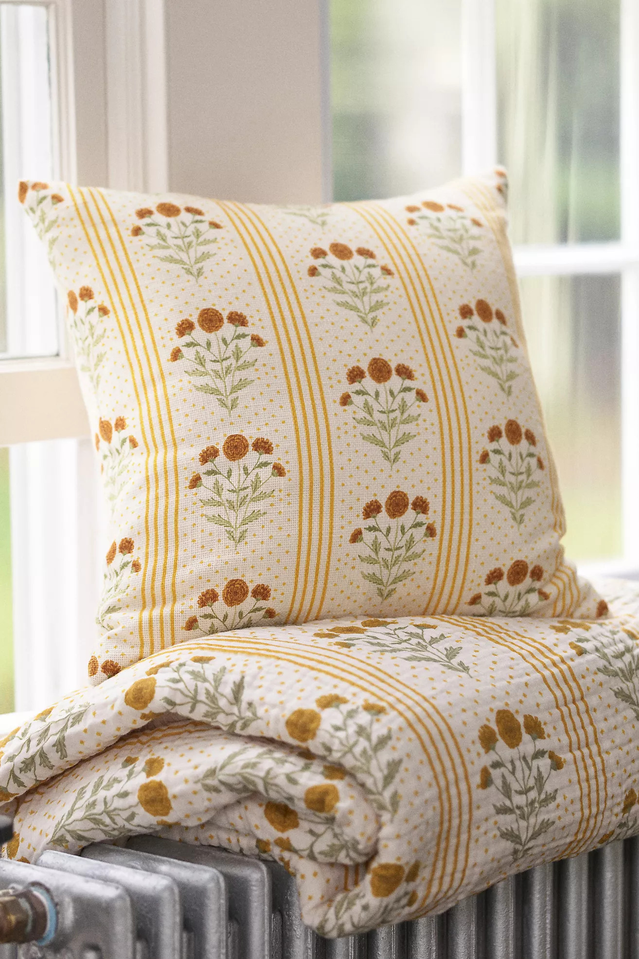 Mira Cotton Woven Printed Floral Pillow | Anthropologie (US)