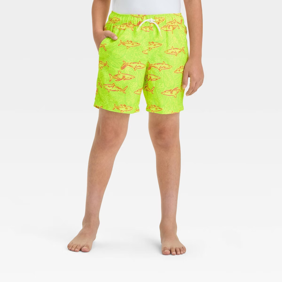 Boys' Shark Printed Swim Shorts - Cat & Jack™ Lime Green XL Husky | Target