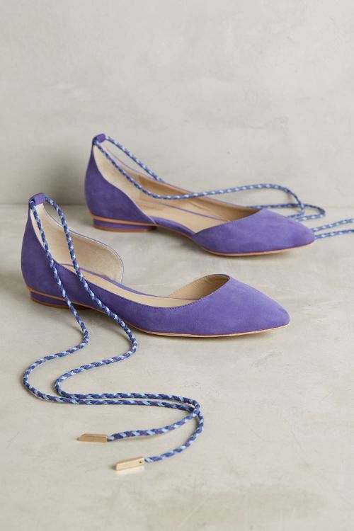 Guilhermina Suede Ankle-Tie Flats | Anthropologie (US)