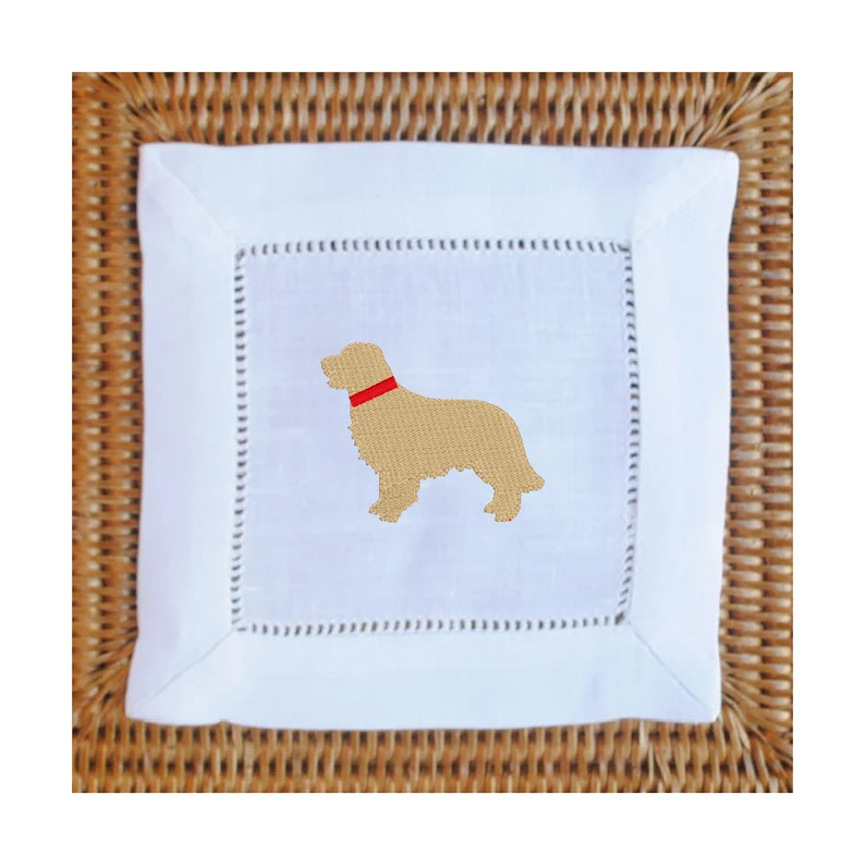 Set of 4 Best Friends Golden Retriever Cocktail Napkins Dog Embroidered Linen Napkins Available i... | Etsy (US)