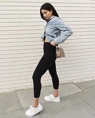 Super High Waisted Body Contour Cropped Leggings | Express