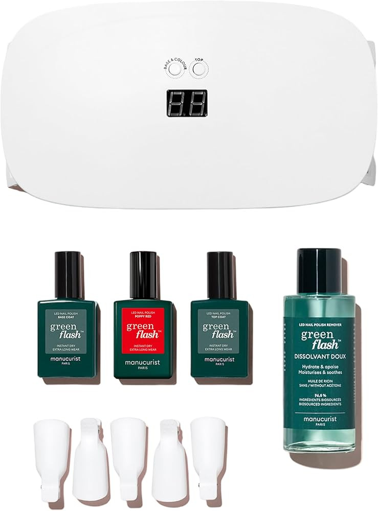 MANUCURIST • Green Flash Slim LED Gel Nail Polish Kit • 24W LED Nail Lamp • Vegan • Base ... | Amazon (US)