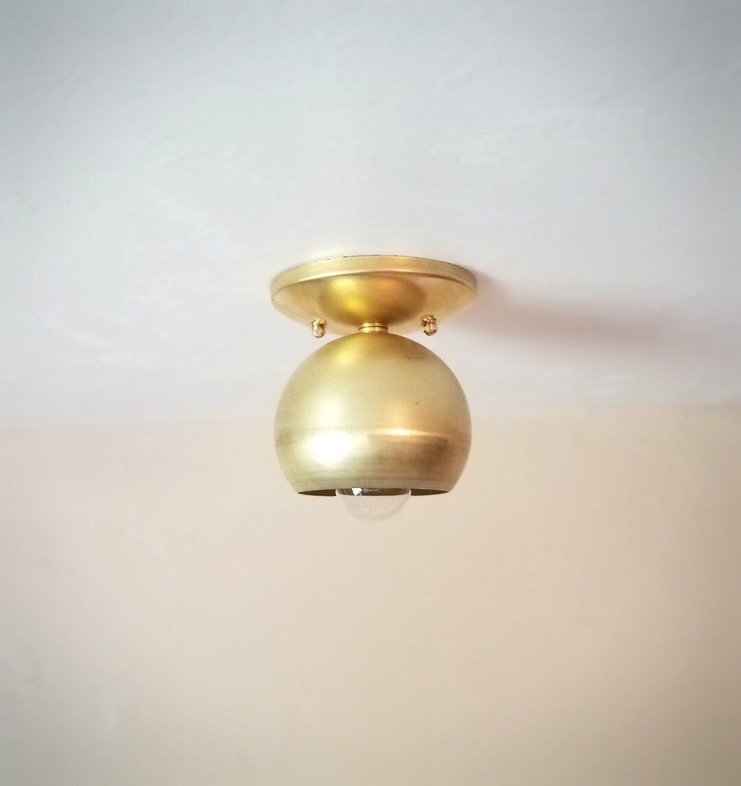Semi Flush Gold Ceiling Light  Raw Brass  Mid Century  - Etsy | Etsy (US)