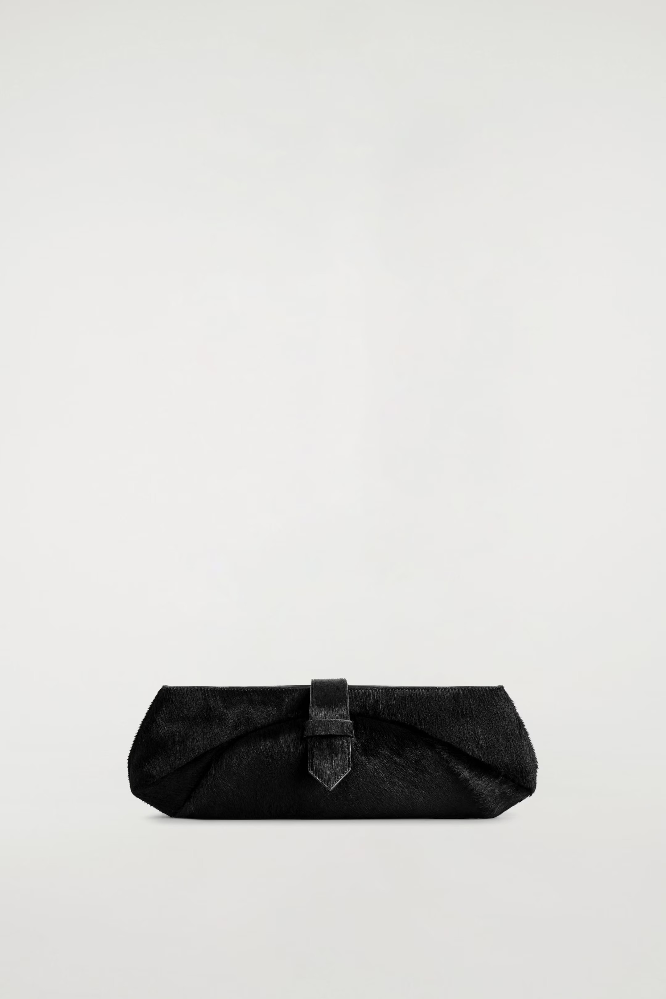 BELTED CLUTCH BAG - PONY HAIR-EFFECT LEATHER - CARBON | COS GB | COS UK