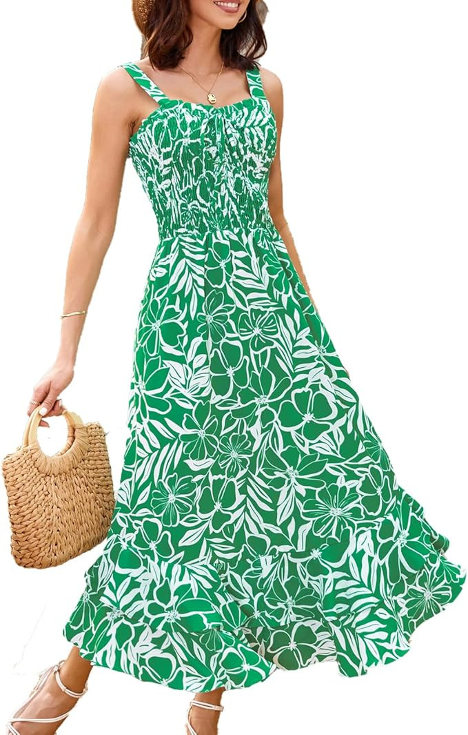 GRACE KARIN Women's 2025 Summer Floral Boho Dress Square Neck Strapped Swing A Line Sundress Beac... | Amazon (US)