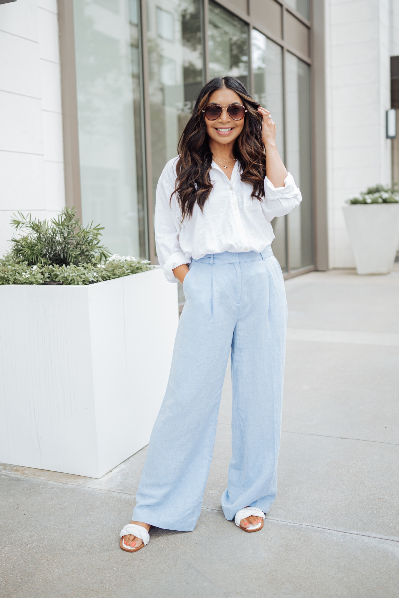 Peyton Trouser Pants in Chambray Linen Blend