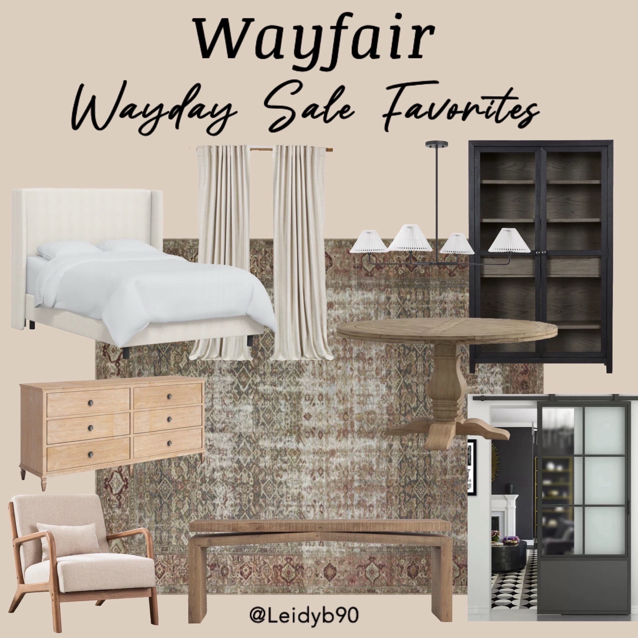 Wayfair Way Day Sale ✨ Way day Sale Favorites, loloi rug, glass door, farmhouse door, bookshelf, round dining table, accent chair, blackout curtains, bed, dresser, console table, chandelier, wayfair, henn console table , black cabinet 


#LTKHome #LTKSeasonal #LTKSaleAlert