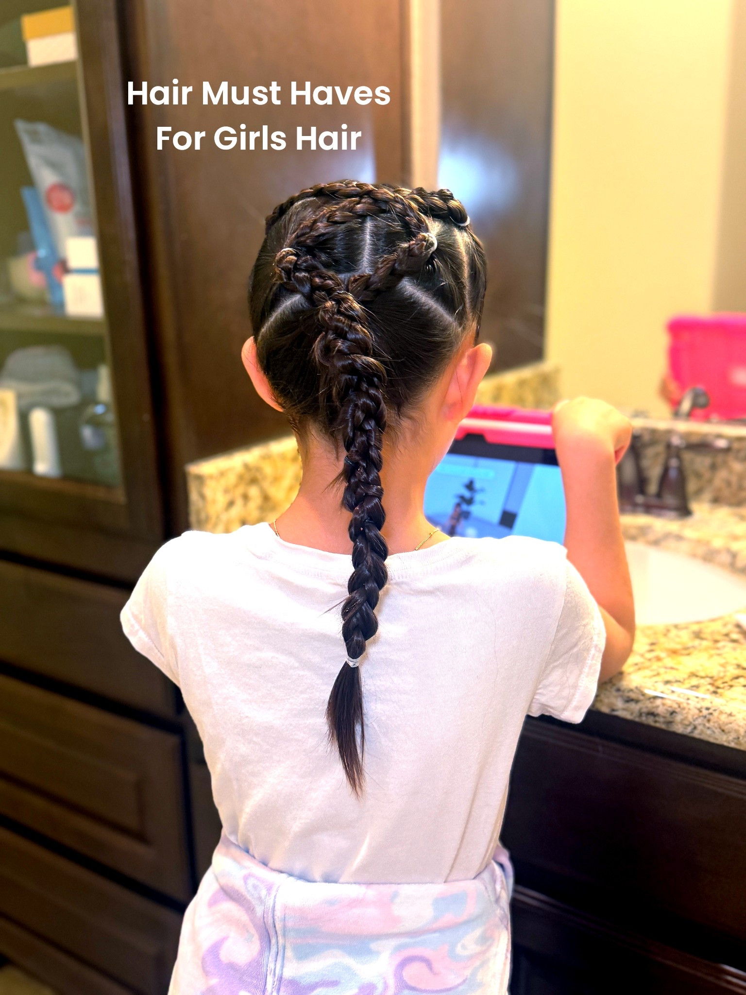 Here are my holy grail I swear by products for doing my daughter’s hair for school, gymnastics, and events. 
Styling cream
Rat tail comb
Boar head brush
Styling wax
Styling wand for fly away hair
Hair ties 


#LTKKids #LTKmomlife #LTKBeauty