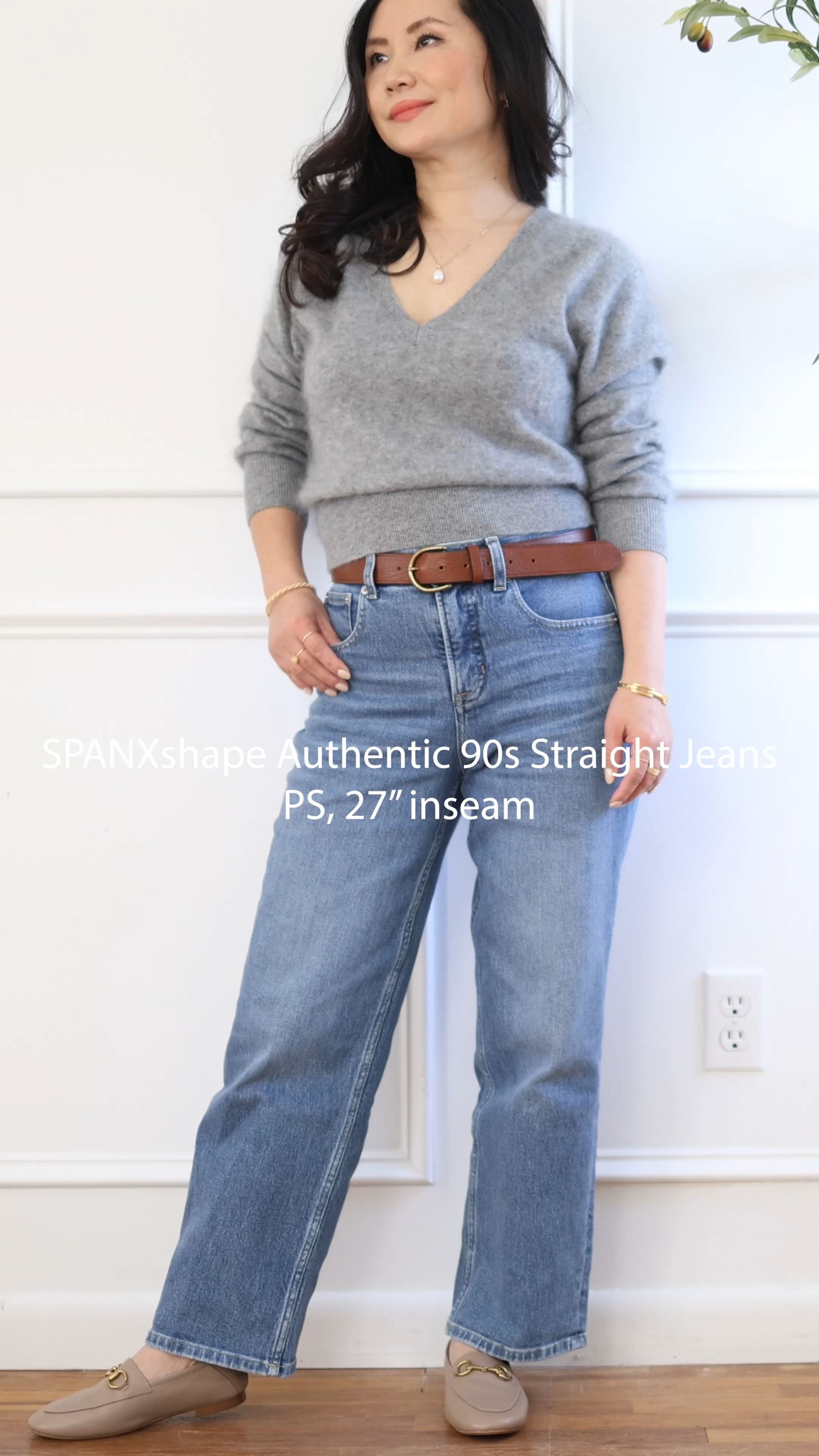 Love these new Spanx jeans! Use my code: CHIXSPANX for 15% off first order & free shipping. SPANXshape Authentic 360 90s Straight Jeans: High rise,  27 inch inseam. Wearing petite small. Relaxed fit, perfect for everyday wear! @Spanx #SpanxPartner #ad 

 #LTKPetite
