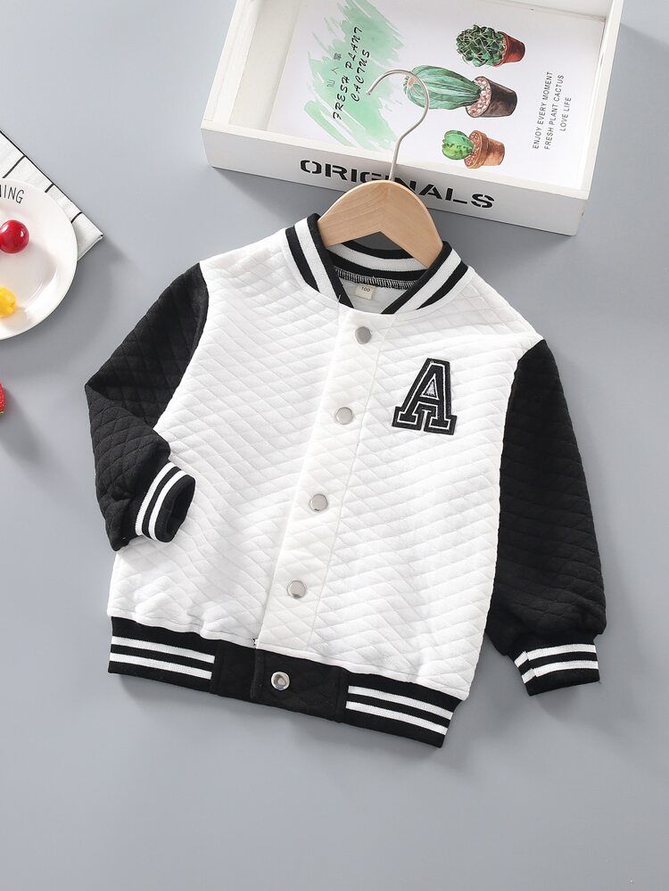 Toddler Boys Striped And Letter Graphic Bomber Jacket | SHEIN