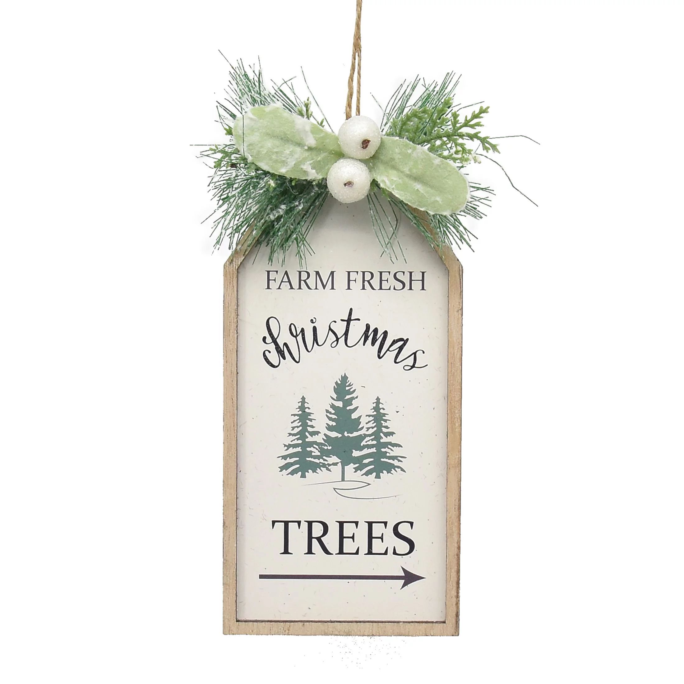 Holiday Time Cozy Christmas Natural Beige Farm Fresh Christmas Trees Wood Tag Decorative Accents ... | Walmart (US)