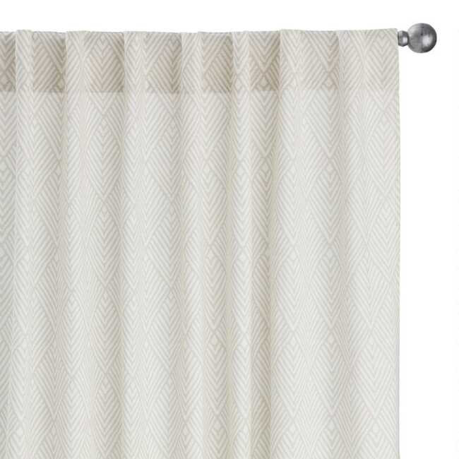 White And Tan Diamond Cotton Sleeve Top Curtains Set of 2 | World Market