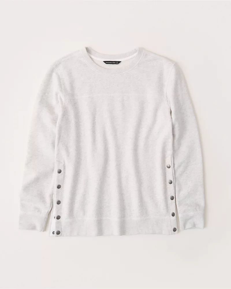 Side-Snap Crewneck Sweatshirt | Abercrombie & Fitch US & UK