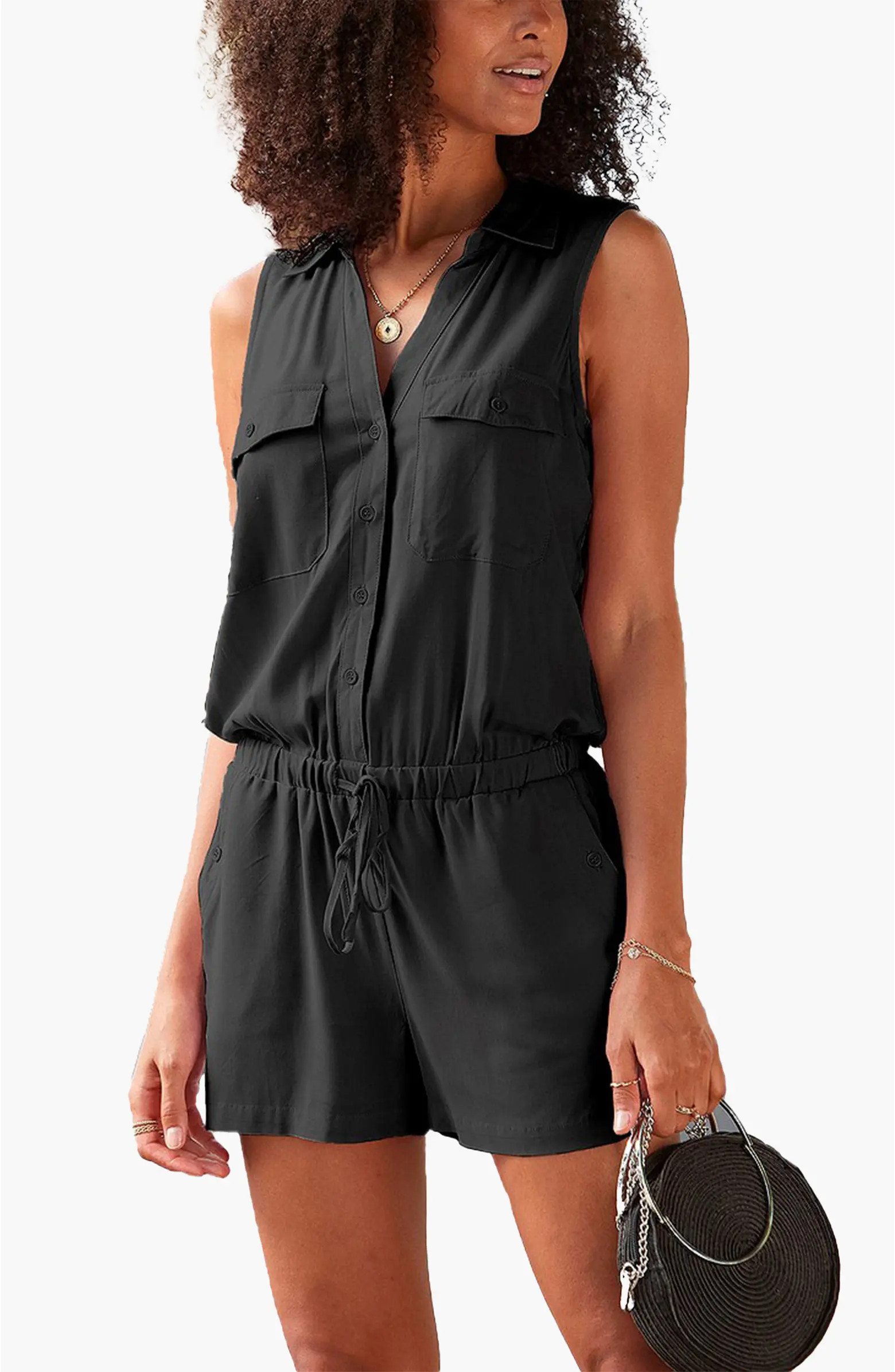 Women's Sleeveless Drawstring Romper | Nordstrom