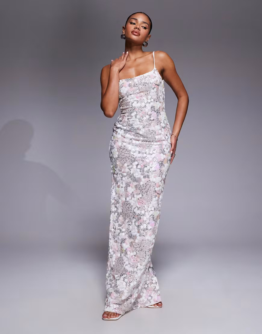 Oh Polly artisan sequin cowl neck maxi dress in ivory-White | ASOS (Global)