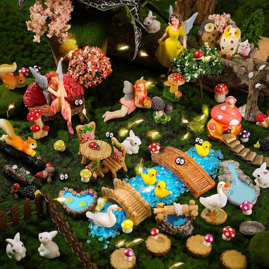 109 Pcs Fairy Garden Accessories Fairy Garden Kit Miniature Fairy Figurines Accessories Fairy Ani... | Amazon (US)
