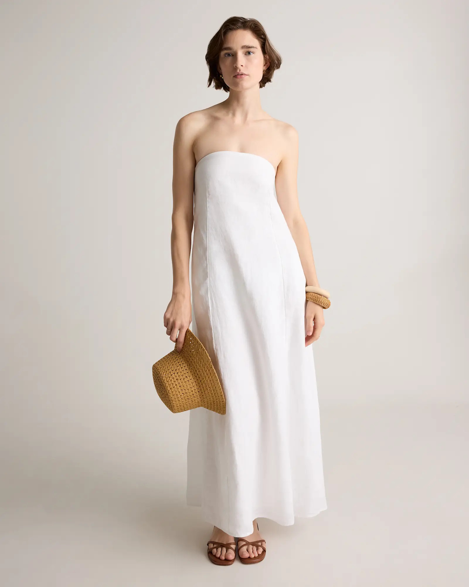100% European Linen Strapless Maxi Dress | Quince