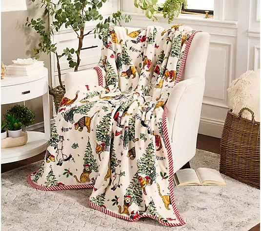 Kringle Express 60x80 Holiday Printed Throw with Border - QVC.com | QVC