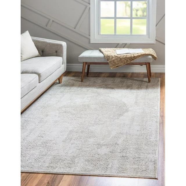 Rugs.com Oregon Collection Rug – 7' x 10' Ivory Low-Pile Rug Perfect For Living Rooms, Large Di... | Walmart (US)