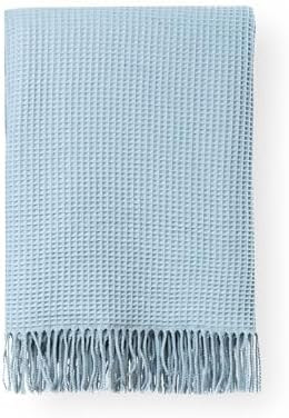 Hofdeco Premium Coastal Decorative Throw Blanket for Patio Couch Sofa, Baby Blue Waffle Weave wit... | Amazon (US)