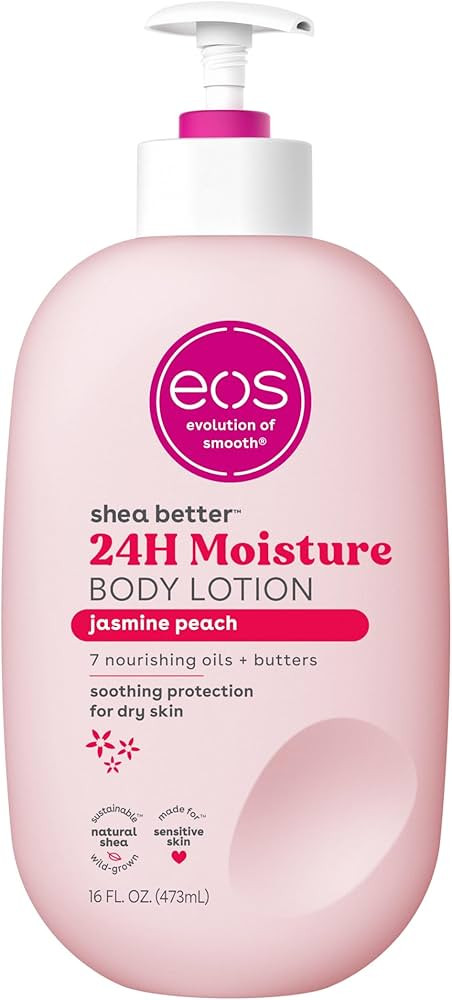 eos Shea Better Body Lotion- Jasmine Peach, 24-Hour Moisture Skin Care, Lightweight & Non-Greasy,... | Amazon (US)