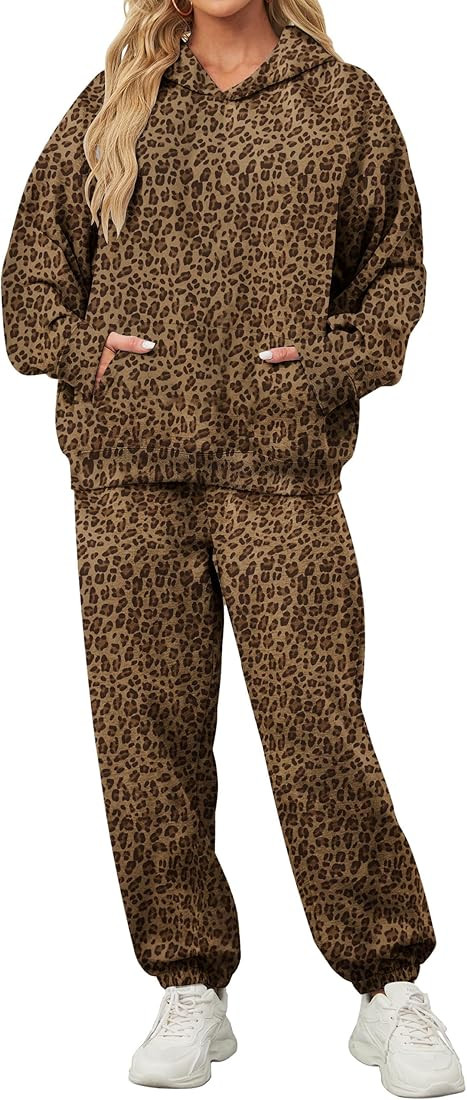 Camo Sweatsuits for Women Set 2 Piece Camo Hoodies Maple Leaf Print Oversized Sweatshirt Lounge S... | Amazon (US)