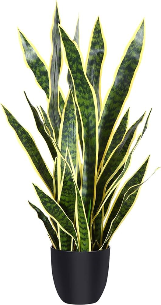CROSOFMI Artificial Snake Plant 35 Inch Fake Sansevieria Tree with 32 Leaves Perfect Faux Mother ... | Amazon (US)