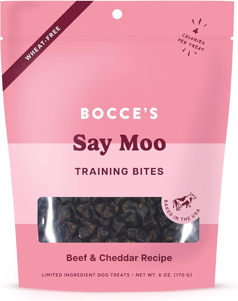 Bocce's Bakery Say Moo Beef & Cheddar Training Treats for Dogs, Wheat-Free Dog Treats, 6 oz Bag | Amazon (US)