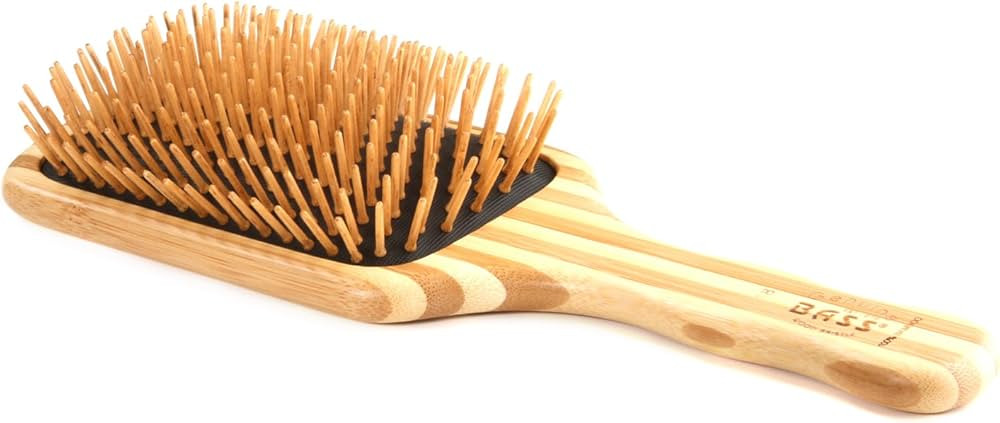 Bass Brushes | The Green Brush | Bamboo Pin + Bamboo Handle Hair Brush | Large Paddle | Amazon (US)