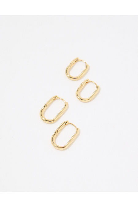 Aerie Chunky Paperclip Hoop Earring Pack Women's Gold One Size | American Eagle Outfitters (US & CA)
