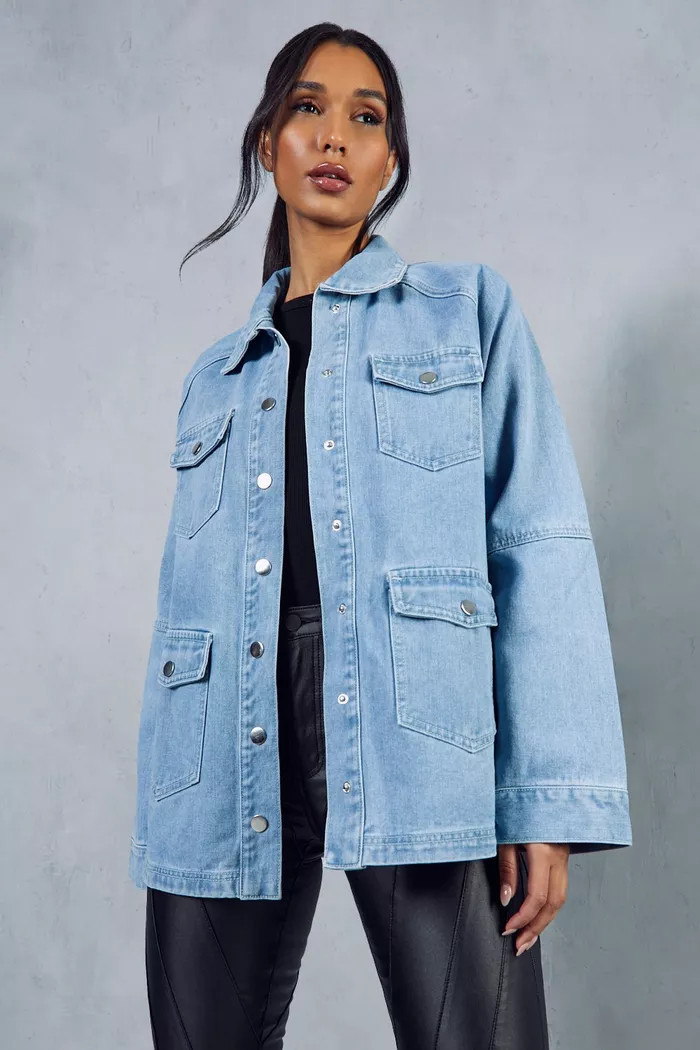 Oversized Denim Utility Jacket | Boohoo.com (UK & IE)
