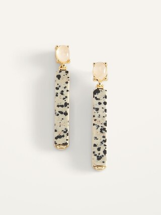 Real Gold-Plated Dalmatian Jasper Drop Earrings for Women | Old Navy (US)