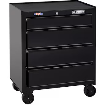 CRAFTSMAN 1000 Series 26.5-in W x 32.5-in H 4-Drawer Steel Rolling Tool Cabinet (Black) | Lowe's