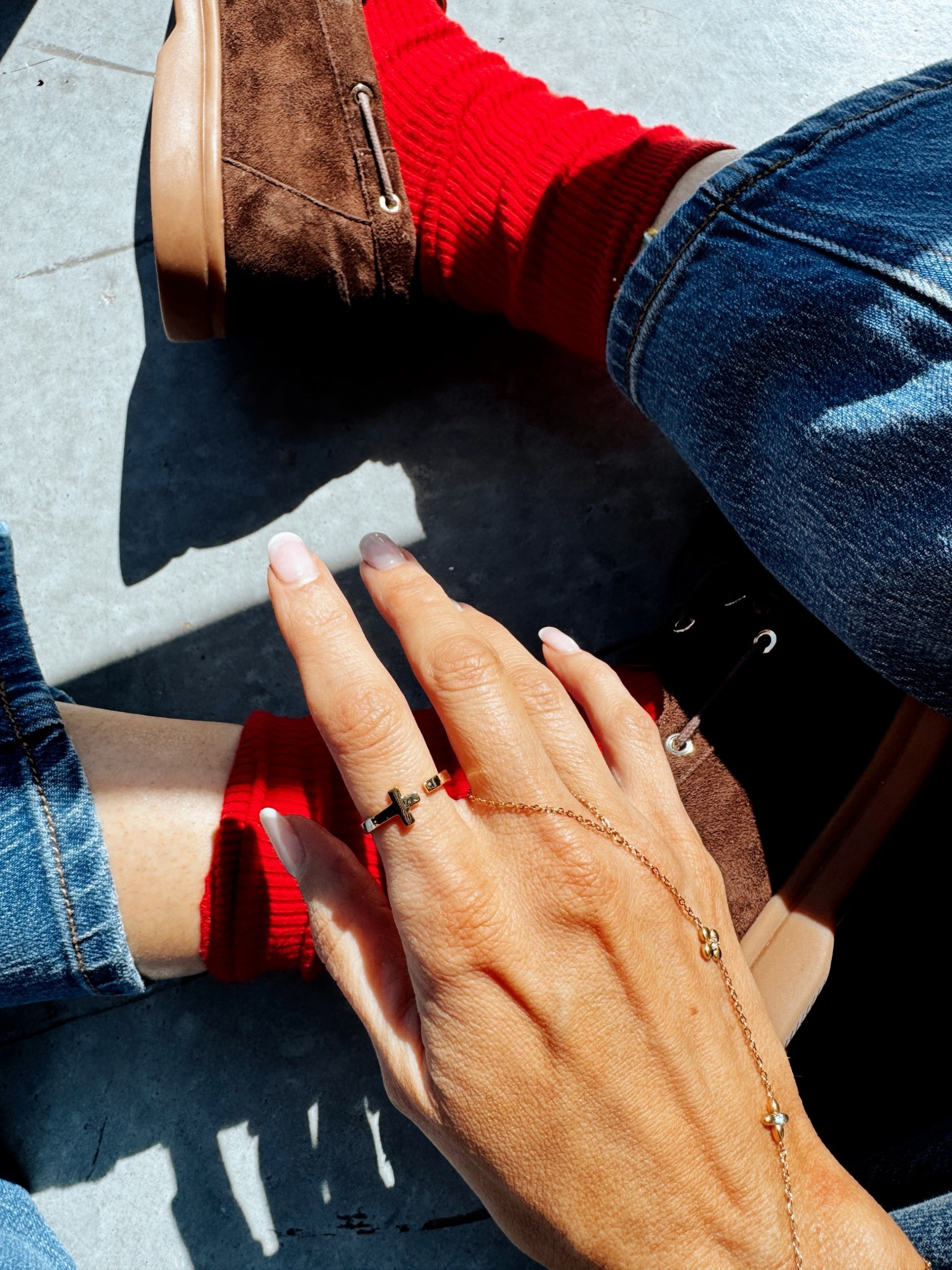 This cross ring is so perfect for everyday. Loafers are tts. 