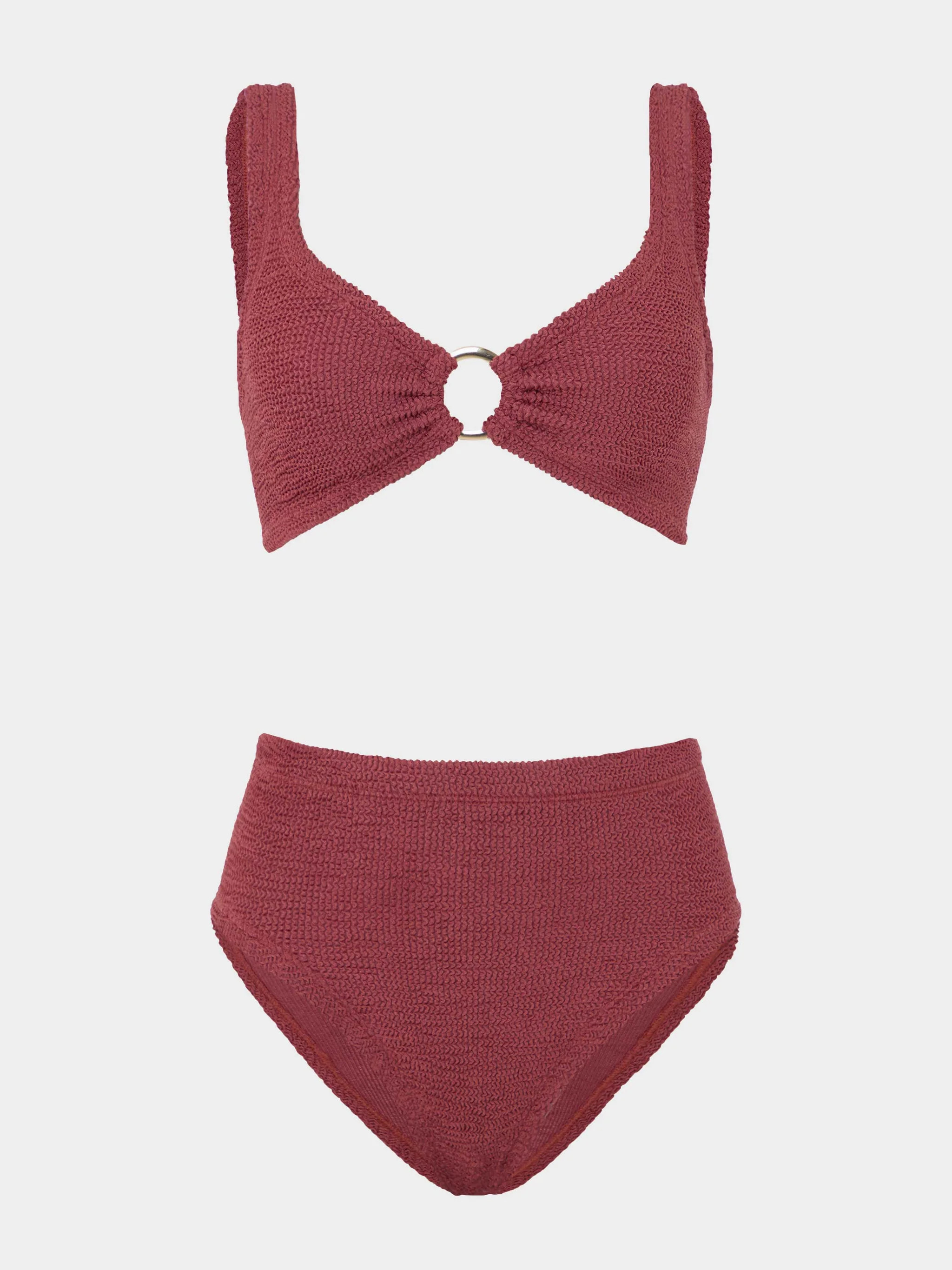 Nadine With Gold Hoop Bikini - Metallic Rosewood | HUNZA G