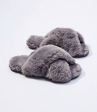 LOFT Faux Fur Slide Slippers | LOFT