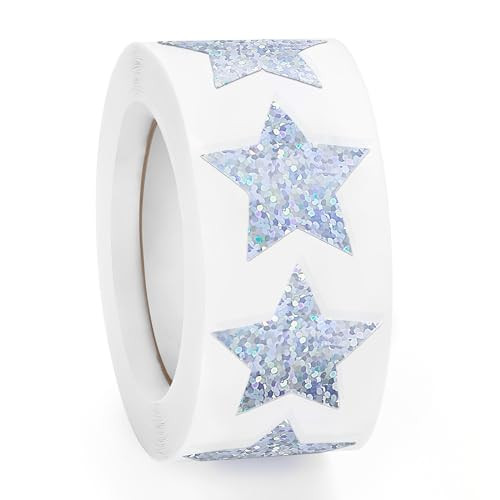 500 PCS Holographic Sparkly Silver Star Stickers, 1 inch Self Adhesive Metallic Glitter Foil Stickers Sparkly Star Stickers Reward Behavior Chart Labels for Kids Students Teachers Supplies | Amazon (US)
