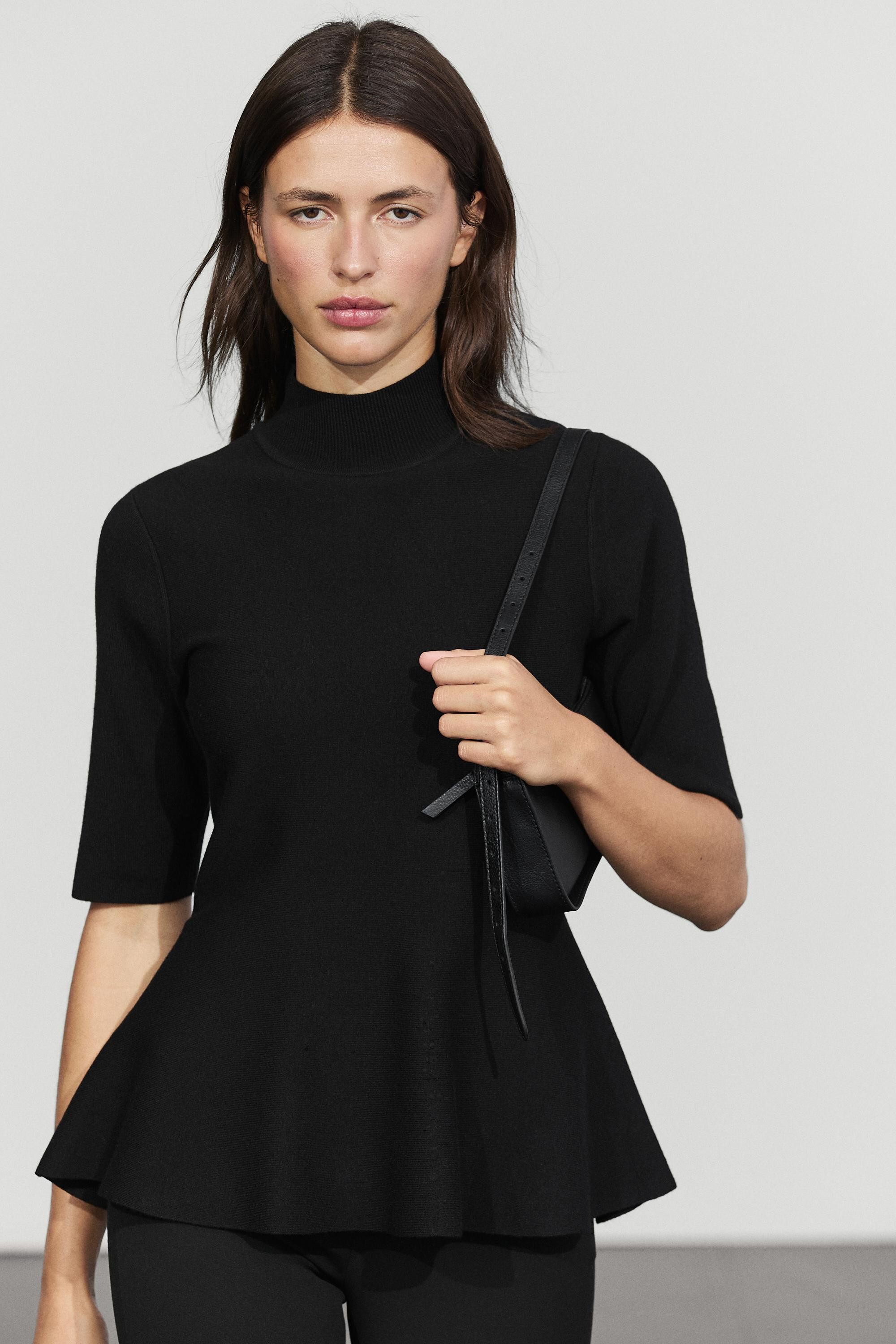 Peplum detail knit top | Massimo Dutti UK
