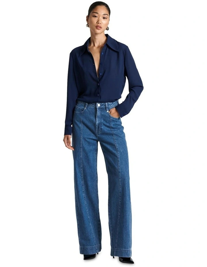 CueRecycled Georgette Shirt in Dark Ink | Myer