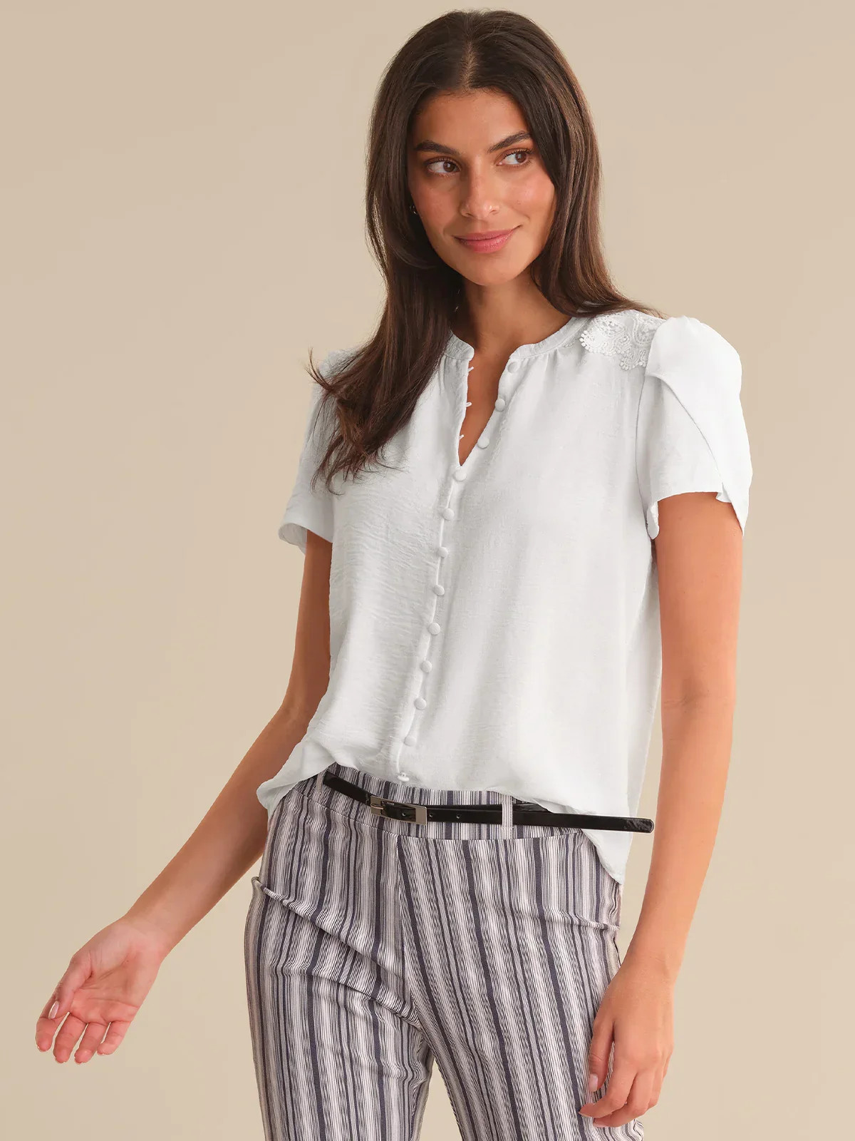 89th & Madison Tulip Sleeve Button Front Blouse | 89th + Madison