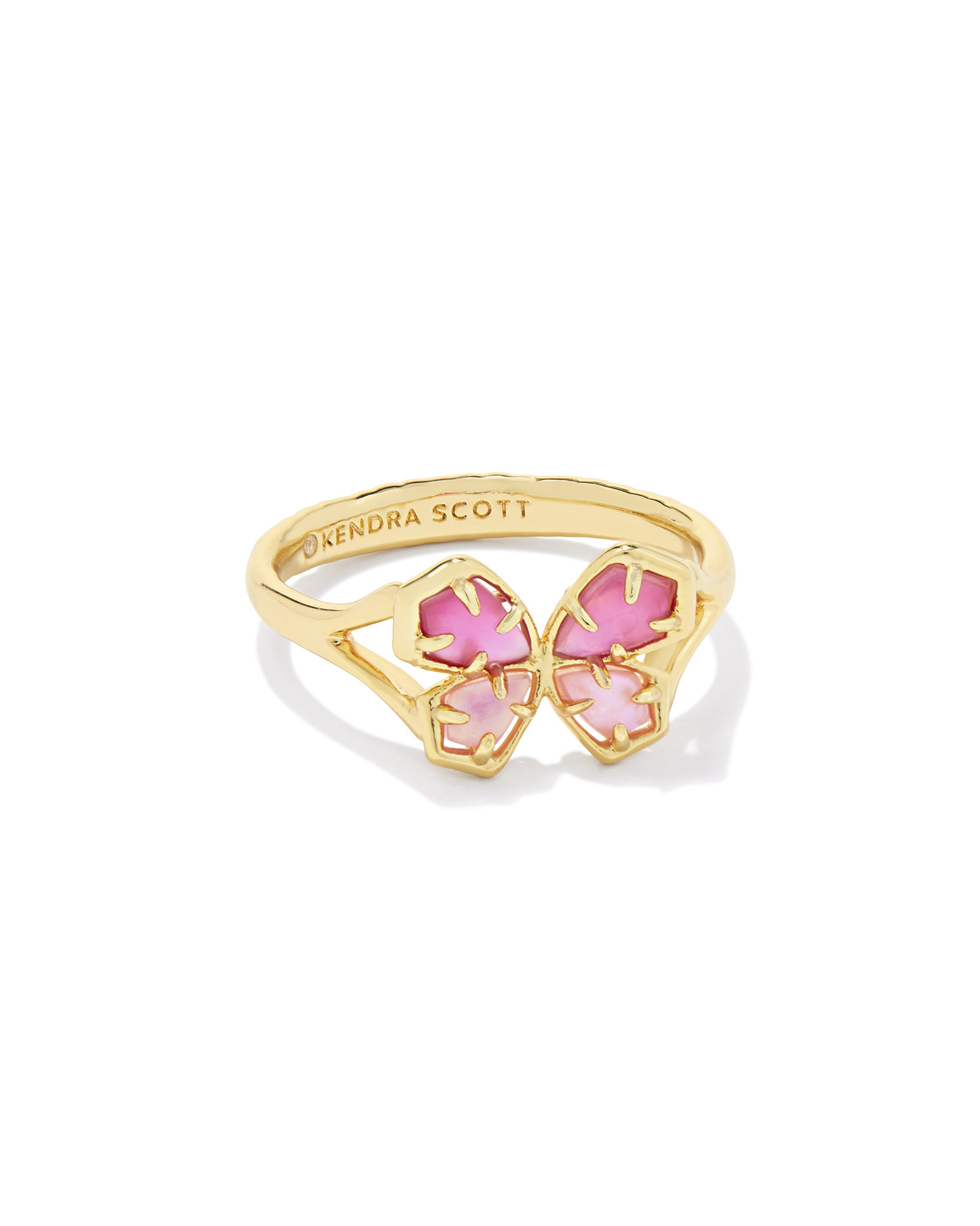 Mae Gold Butterfly Cocktail Ring in Azalea Pink Mix | Kendra Scott